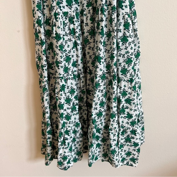 ZARA OYSTER WHITE GREEN FLORAL PRINT DRESS MAXI - Picture 2 of 8